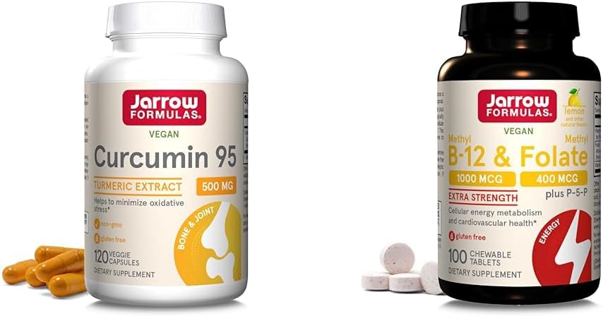 Curcumin 95 500mg Veggie Capsules with Extra Strength Methyl B-12 and Folate - 120 Servings