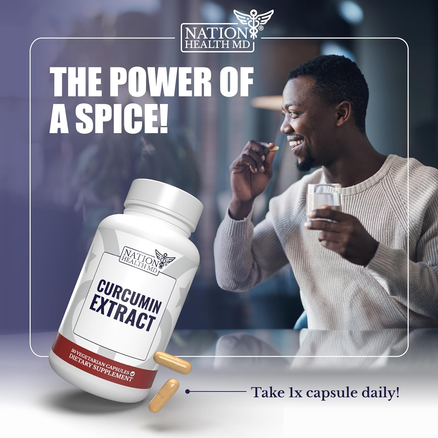 Curcumin Extract Supplement by NATION HEALTH MD - Promotes Health and Wellness