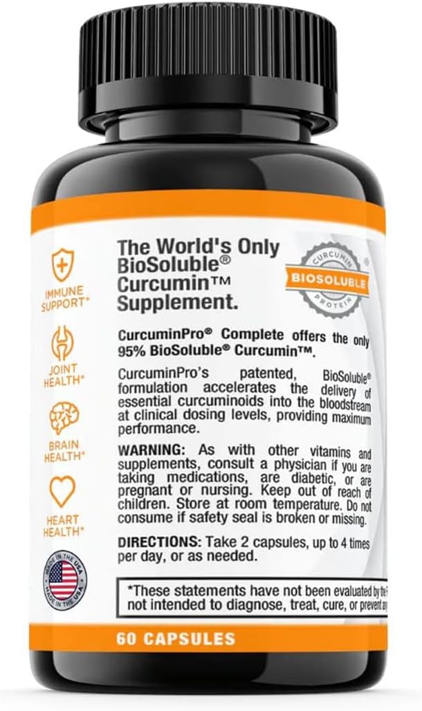 CurcuminPro Complete Capsules - Guaranteed Relief with Protein-Powered Formulation for Increased Absorption (60 Count)