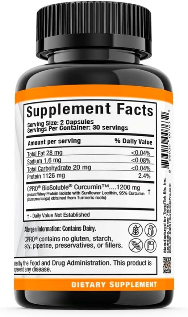 CurcuminPro Complete Capsules - Guaranteed Relief with Protein-Powered Formulation for Increased Absorption (60 Count)