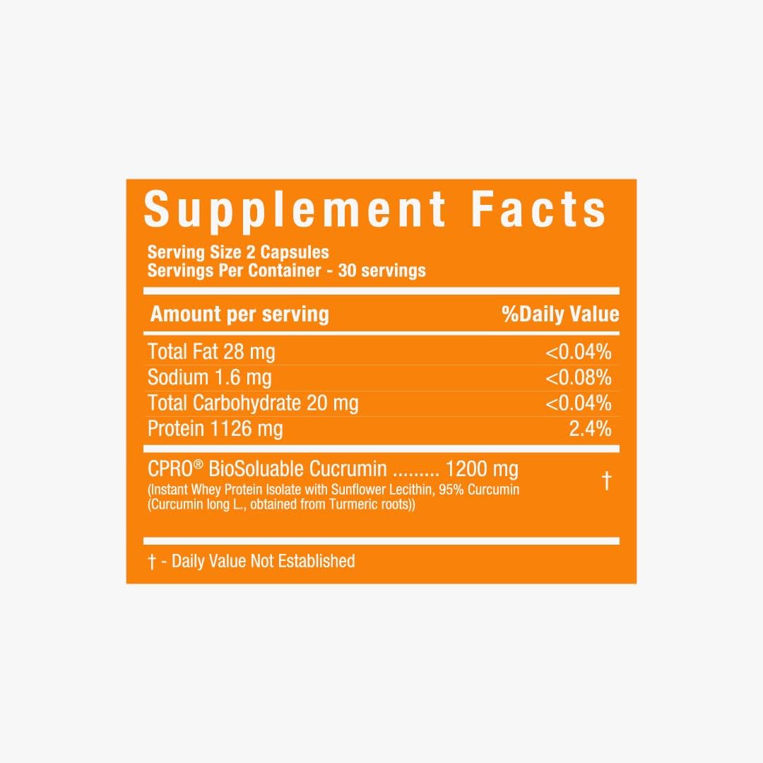 CurcuminPro Complete Capsules - Guaranteed Relief with Protein-Powered Formulation for Increased Absorption (60 Count)
