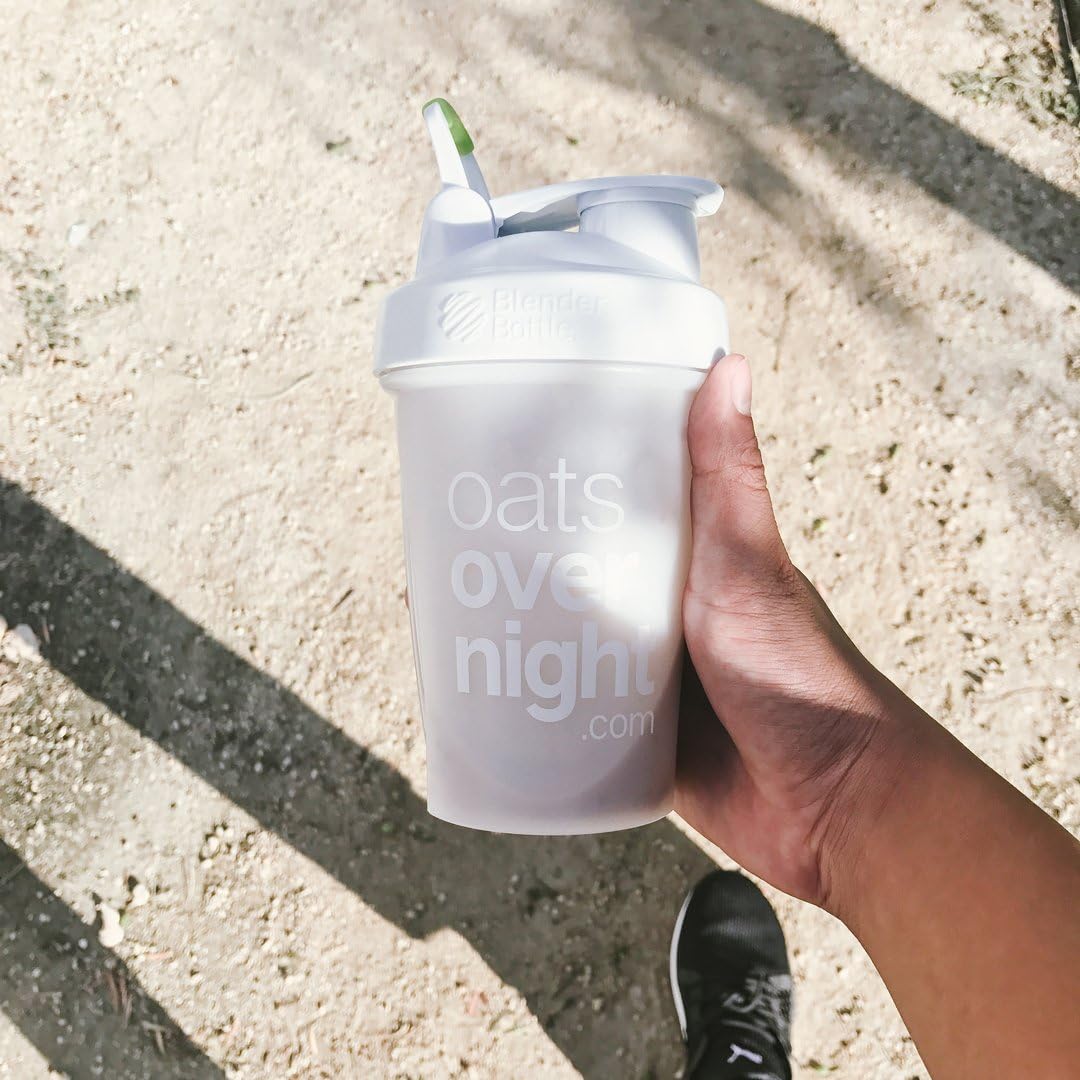 Customized 20-Ounce Oats Overnight BlenderBottle for Overnight Oats - No Whisk Ball - Milk Fill Line - Clear/White/Green