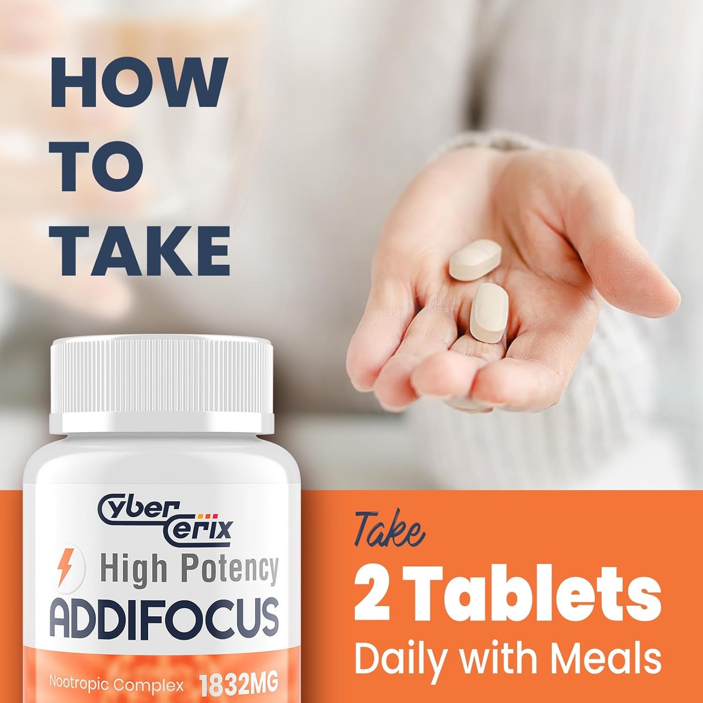 CyberCerix 17-in-1 Nootropic Brain Supplement for Memory, Focus, and Energy - Natural Caffeine Blend with Vitamins, Amino Acids, and Herbal Extracts - 60 Tablets