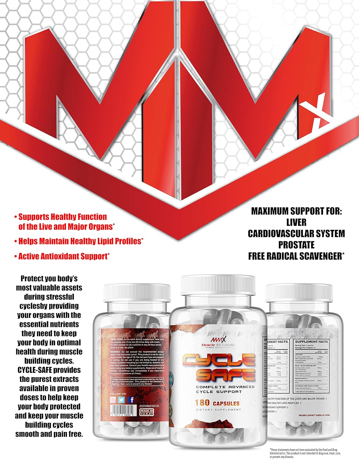 Cycle Support Supplement for Men | Liver & Organ Defense | Prostate & Antioxidant Support | Grape Seed Extract | 180 Capsules