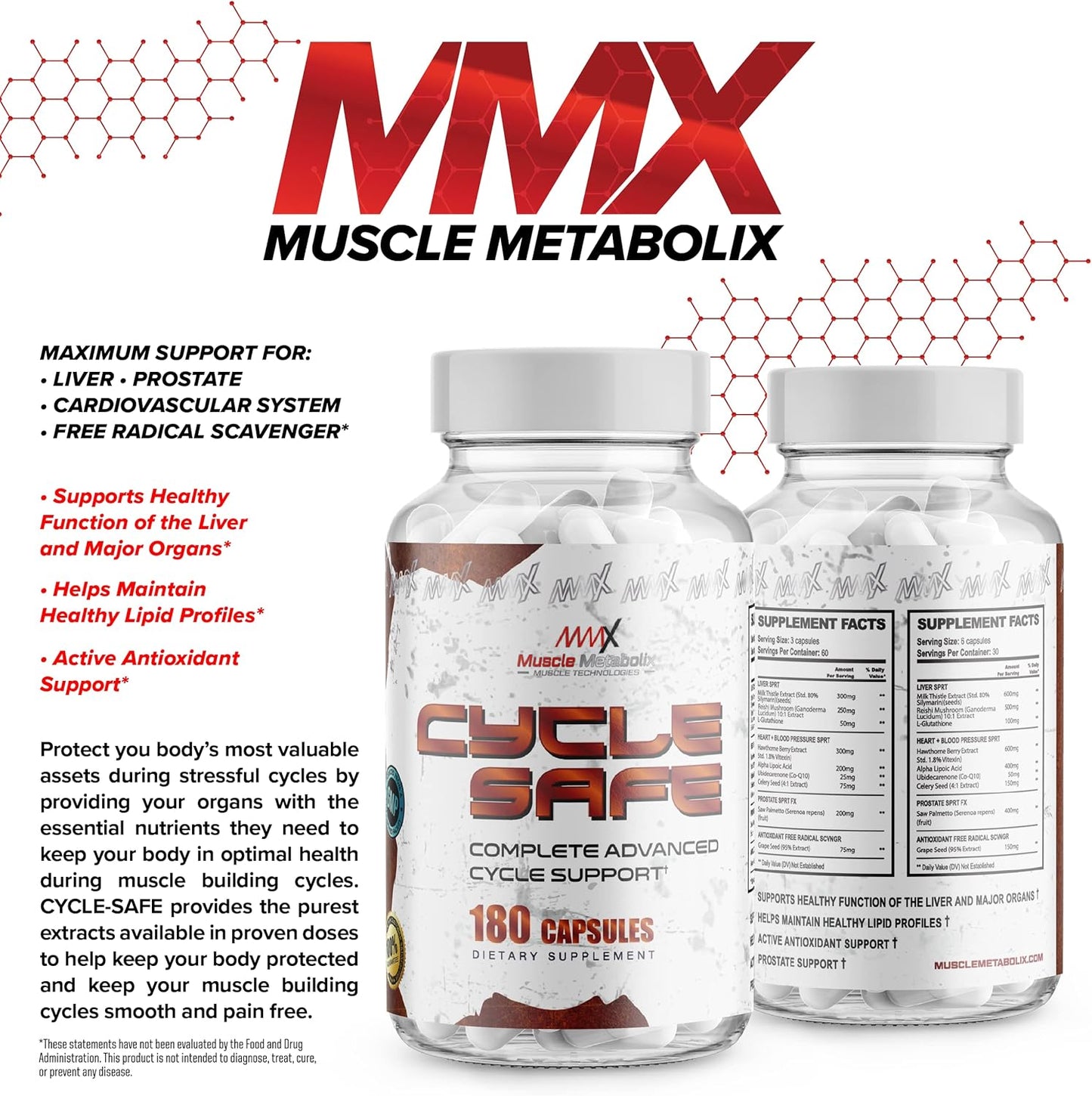 Cycle Support Supplement for Men | Liver & Organ Defense | Prostate & Antioxidant Support | Grape Seed Extract | 180 Capsules