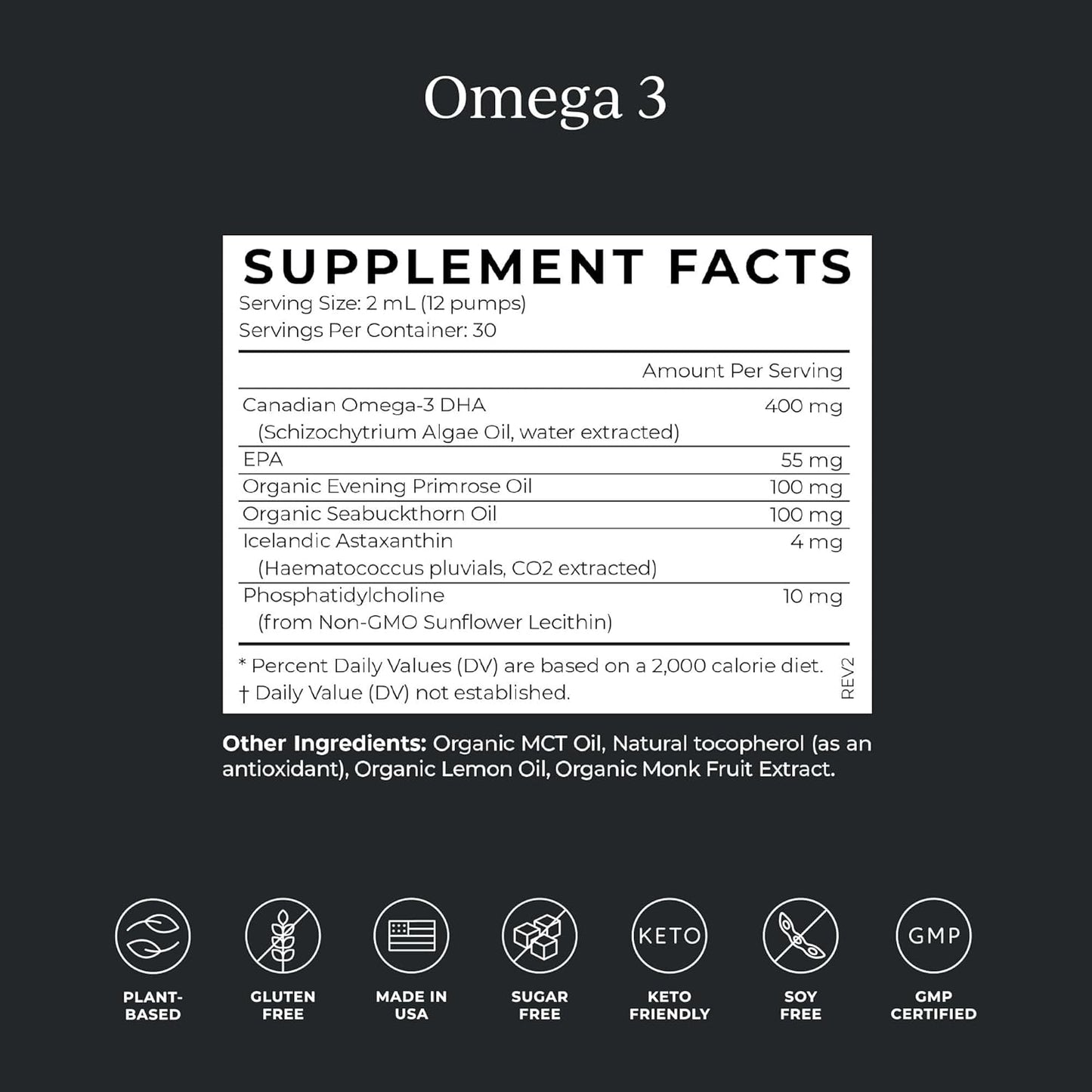 CYMBIOTIKA Vegan DHA Omega-3 Supplement with EPA, Astaxanthin 4mg Liquid - Supports Brain, Vision, Heart Health - Keto, Gluten-Free, Lemon Flavor - 2 Oz