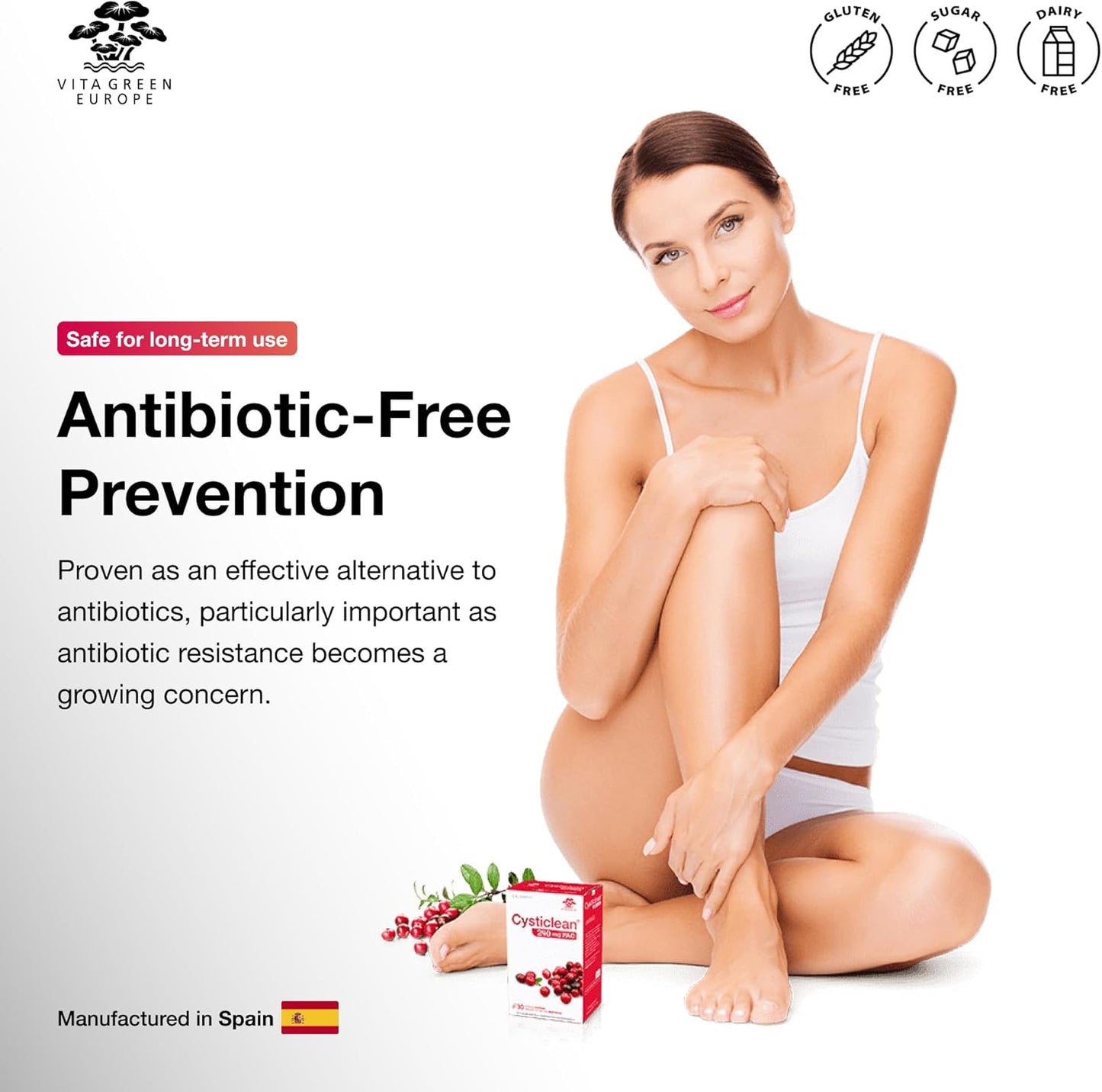 Cysticlean Cranberry PAC Supplement - 240mg PAC, Sugar-Free - UTI Support - Best Cranberry Pills for Cystitis & IC Relief