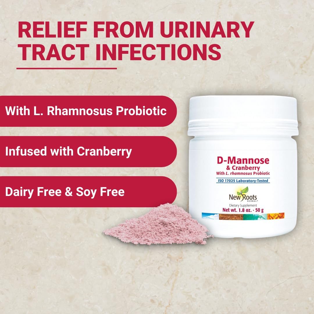 D-Mannose & Cranberry with Probiotic for Urinary Tract Health (50g) by New Roots Herbal
