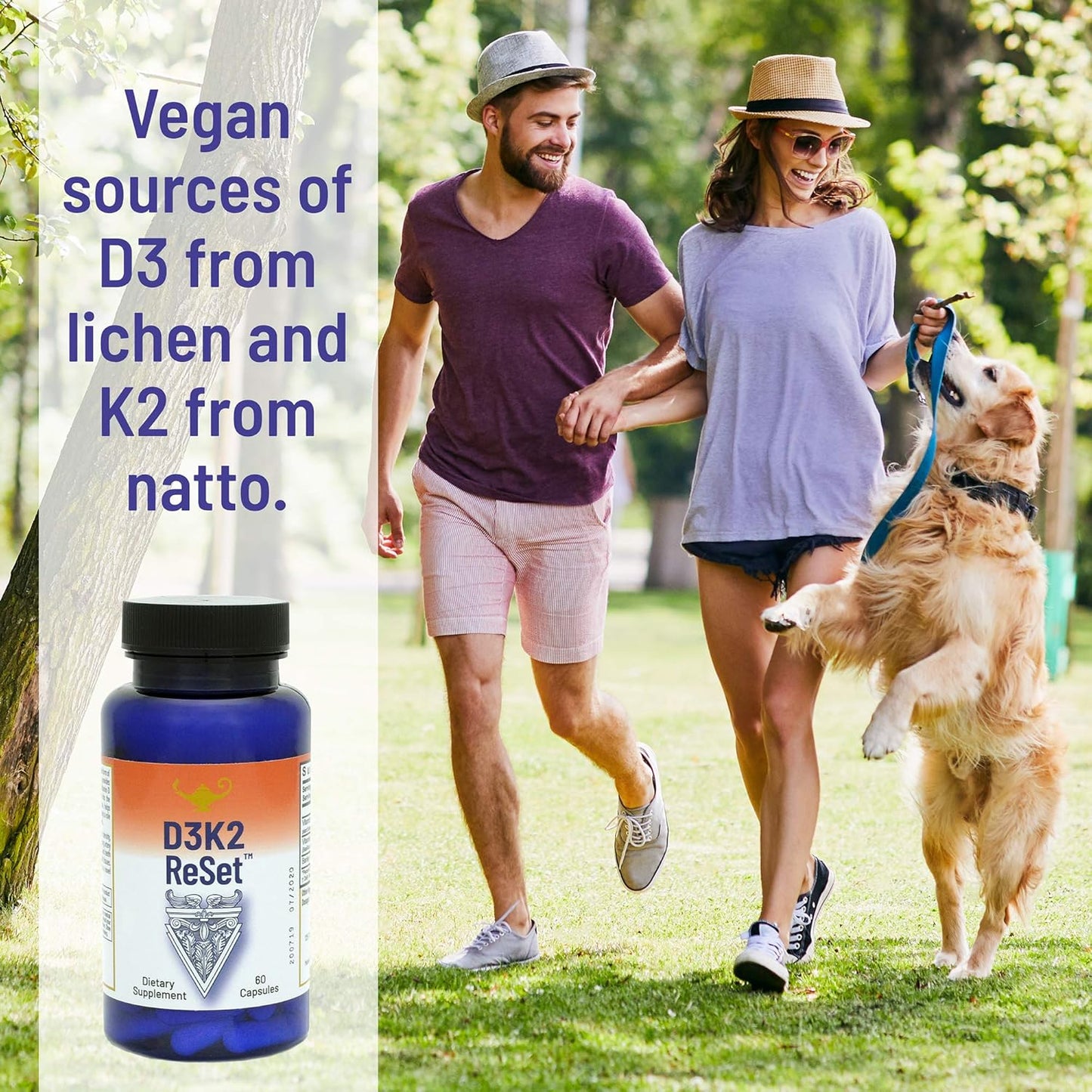 D3K2 Reset 4,000 IU Vitamin D3 and 100mcg K2 Supplement - 60 Capsules by RnA ReSet