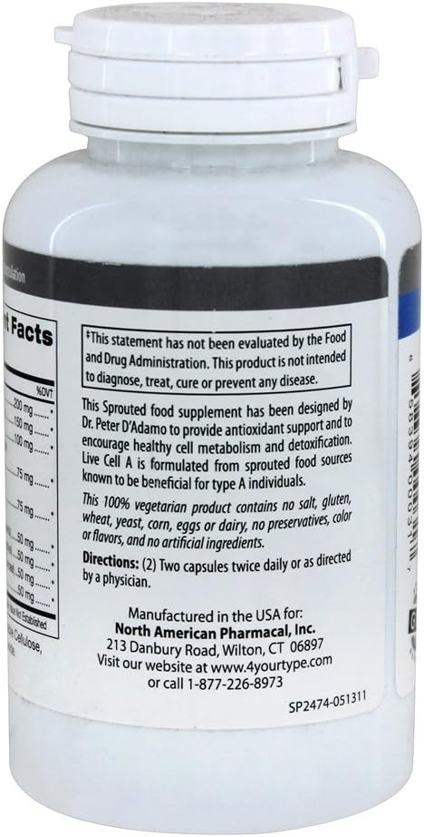 D'Adamo Personalized Nutrition Live Cell A 90 Vegetarian Capsules for Cellular Health