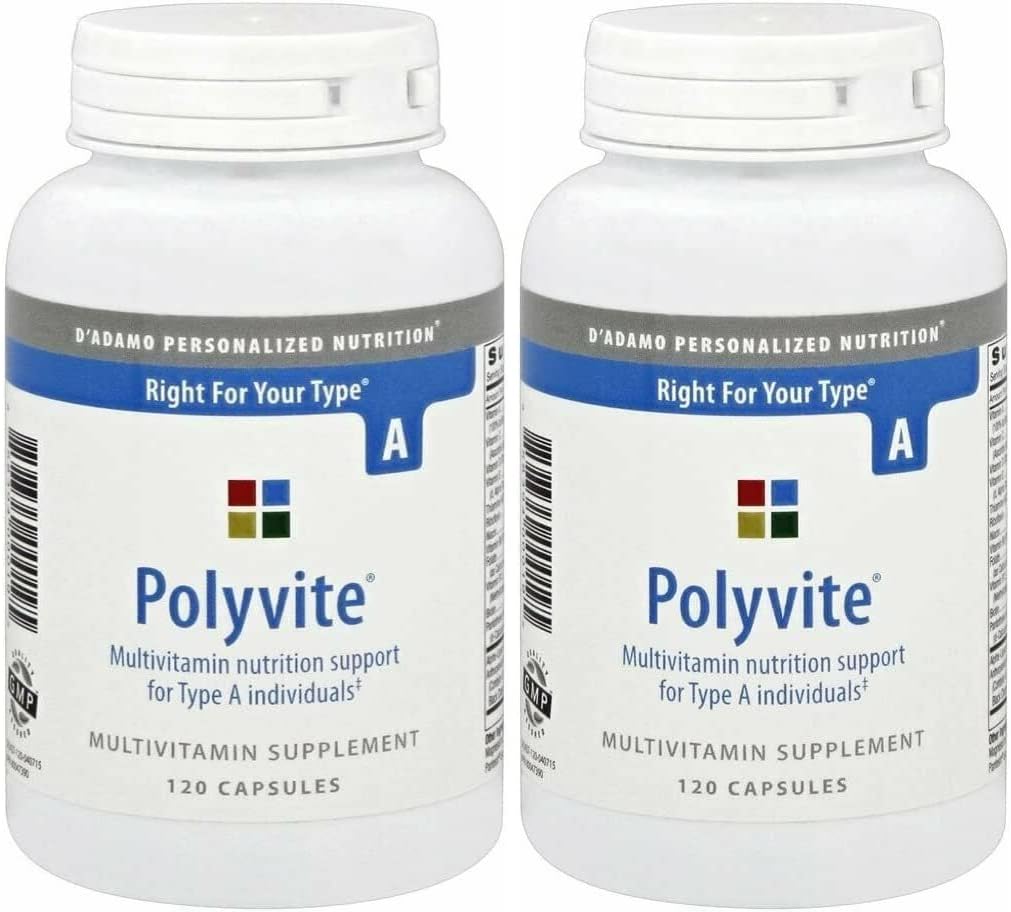 D'Adamo Polyvite Pro Multi-Vitamin (Type A) 120 Capsules - 2 Pack - Personalized Nutrition