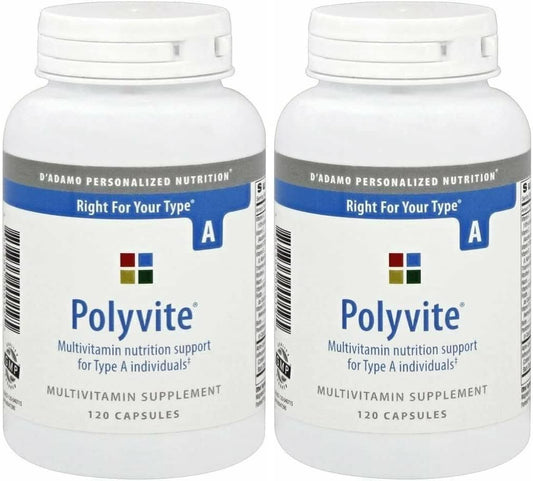 D'Adamo Polyvite Pro Multi-Vitamin (Type A) 120 Capsules - 2 Pack - Personalized Nutrition