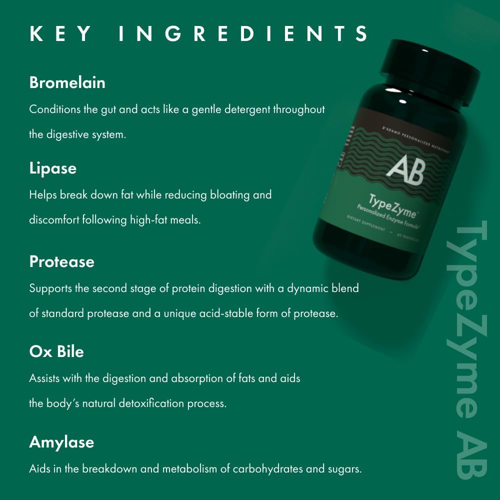 D'Adamo TypeZyme Digestive Enzyme for Blood Type AB - Personalized Nutrition