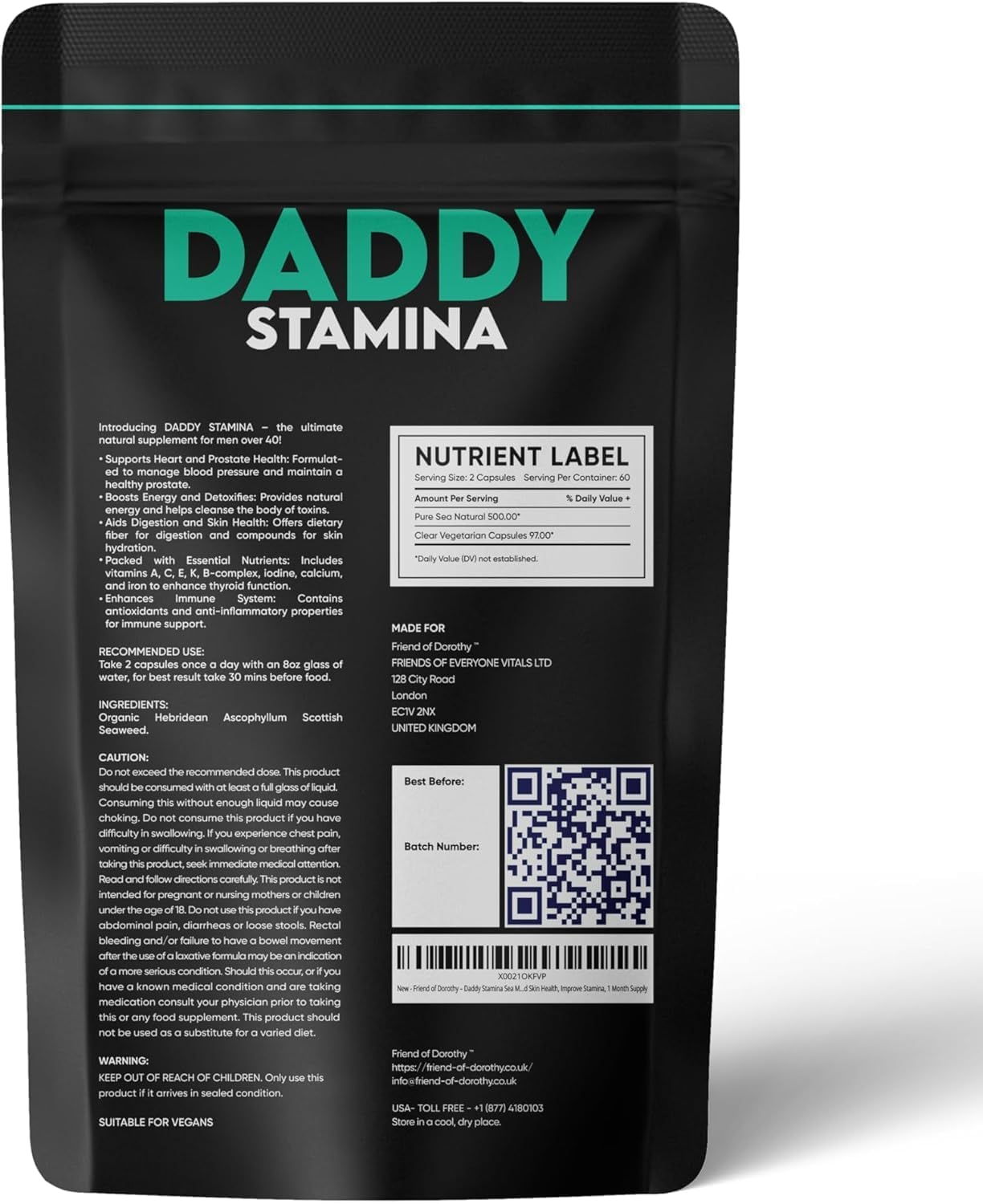 Daddy Stamina Sea Moss Capsules - Natural Energy & Skin Health Supplement for Men - Ultimate Anti-Aging Seaweed Supplement