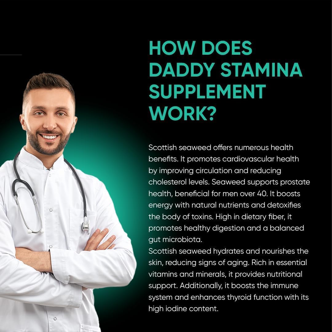 Daddy Stamina Sea Moss Capsules - Natural Energy & Skin Health Supplement for Men - Ultimate Anti-Aging Seaweed Supplement