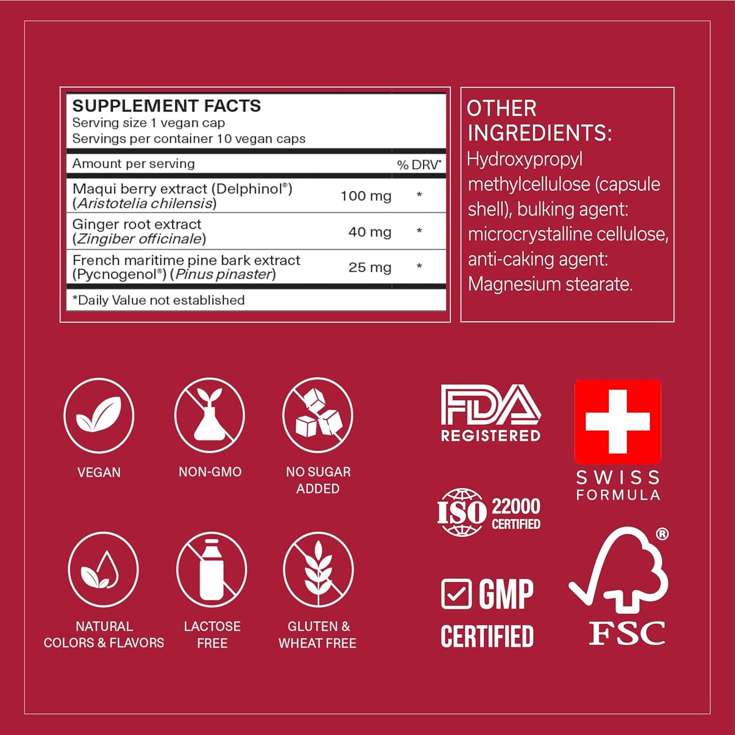 Daily Circulation Supplement for Inflammatory Response with Maqui Berry & Pine Bark Extracts - Antioxidant & Blood Flow Support - 10 Day Supply