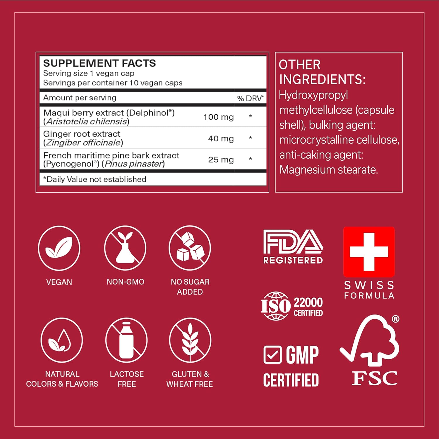 Daily Circulation Supplement for Inflammatory Response with Maqui Berry & Pine Bark Extracts - Antioxidant & Blood Flow Support - 10 Day Supply