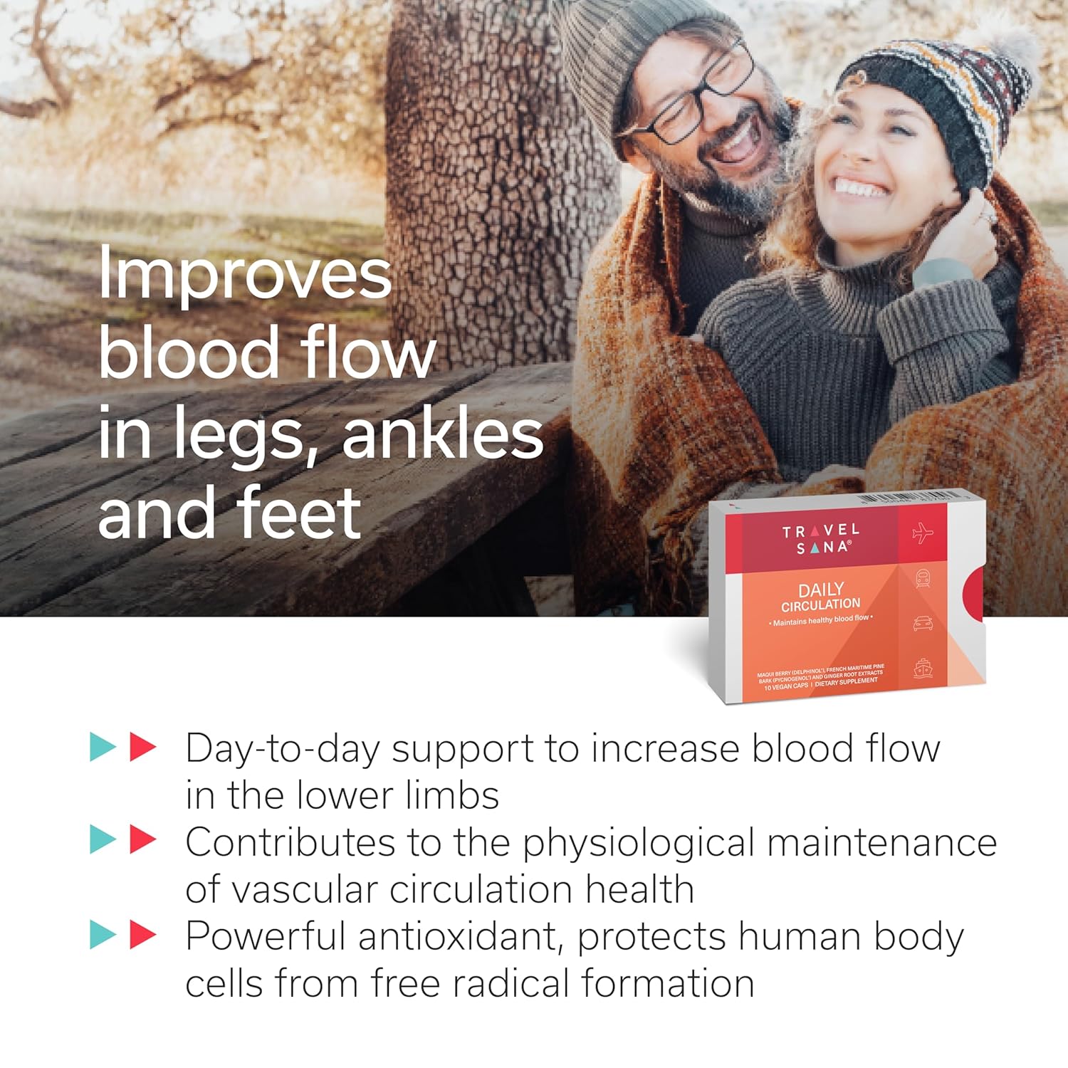 Daily Circulation Supplement for Inflammatory Response with Maqui Berry & Pine Bark Extracts - Antioxidant & Blood Flow Support - 10 Day Supply