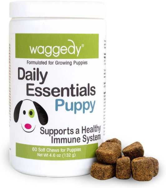 Daily Essentials Puppy Treats for Small or Large Breeds - Full-Spectrum Functional Supplements for Dogs - Includes Vitamins and Minerals - 60 Chews