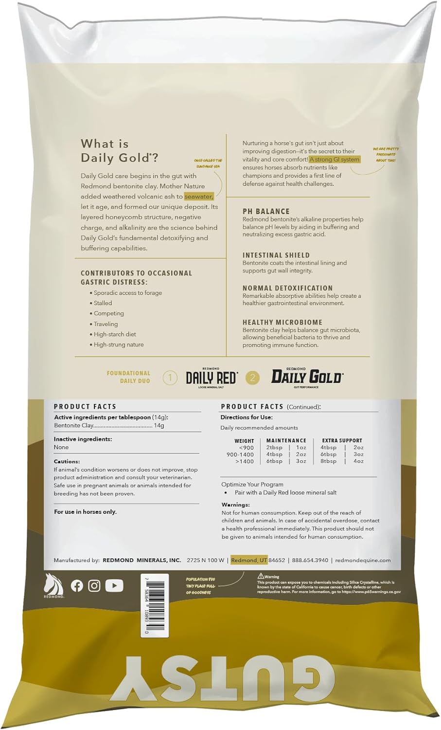 Daily Gold Stress Relief - Natural Digestive and Ulcer Supplement for Horses by REDMOND