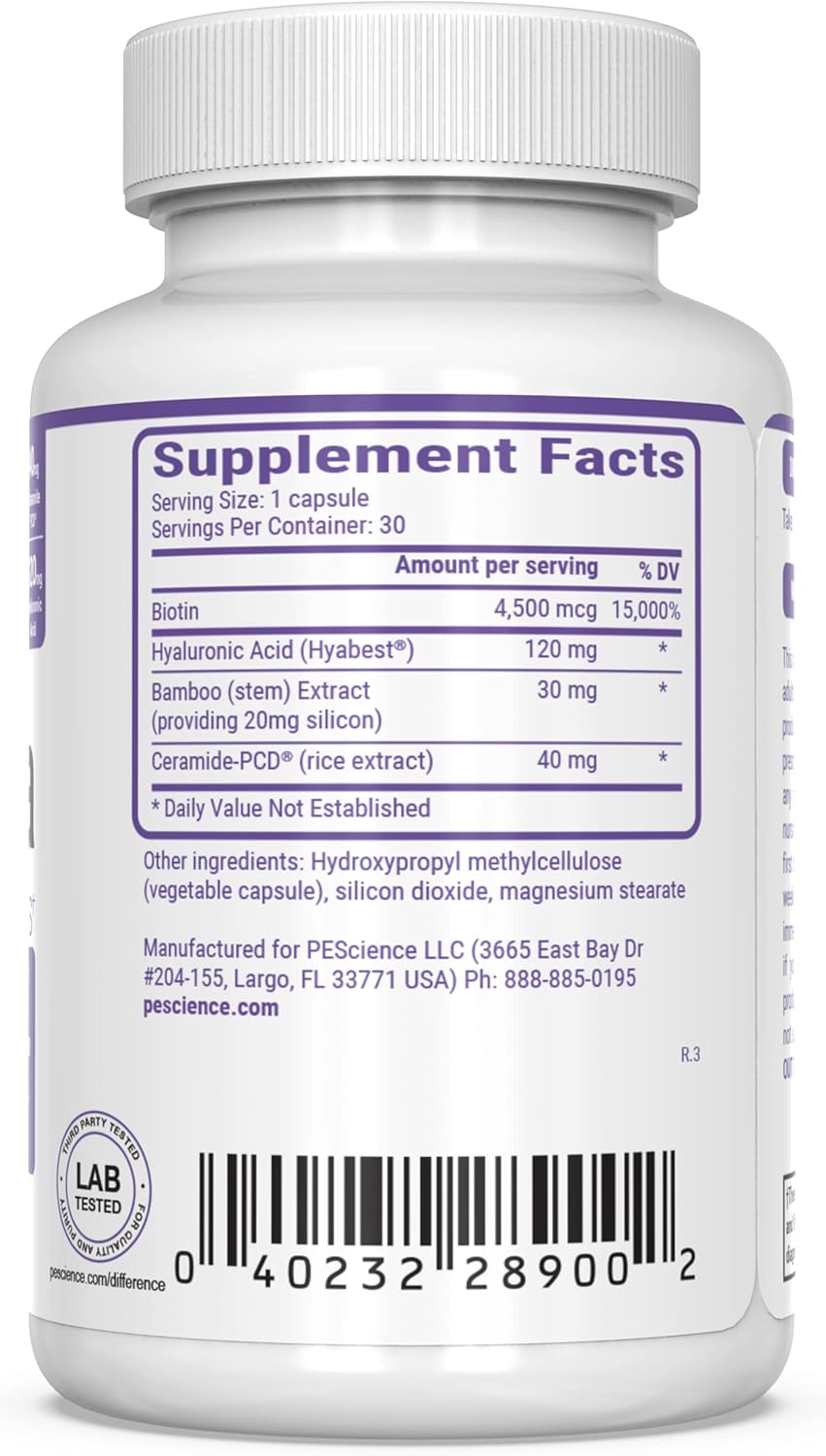 Daily Hyaluronic Acid Blend for Hair, Skin, and Nails - PEScience Renuvia, 30 Capsules