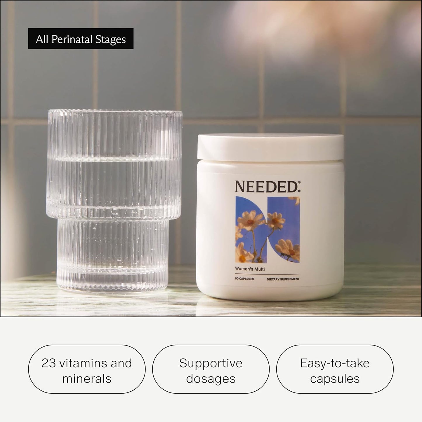 Daily Multivitamin for Women with 23 Essential Nutrients - Vitamin B12, B6, D3, Calcium, Biotin, Folate, and More - 90 Count