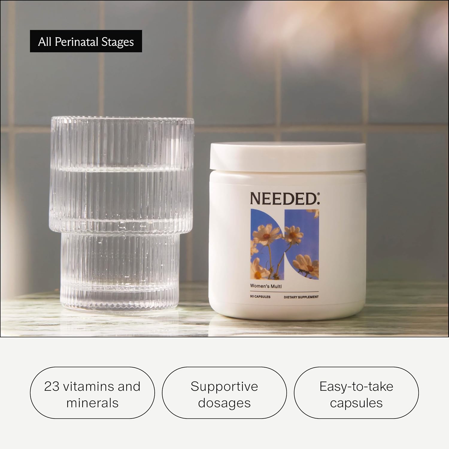 Daily Multivitamin for Women with 23 Essential Nutrients - Vitamin B12, B6, D3, Calcium, Biotin, Folate, and More - 90 Count