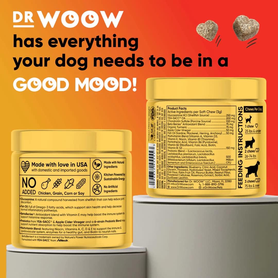 Daily Multivitamin Supplement for Dogs - Boosts Gut & Immune Health, Supports Joints, Heart, and Eyes - Includes Glucosamine, Chondroitin, Probiotics, Omega 3 Fish Oil - 90 Count
