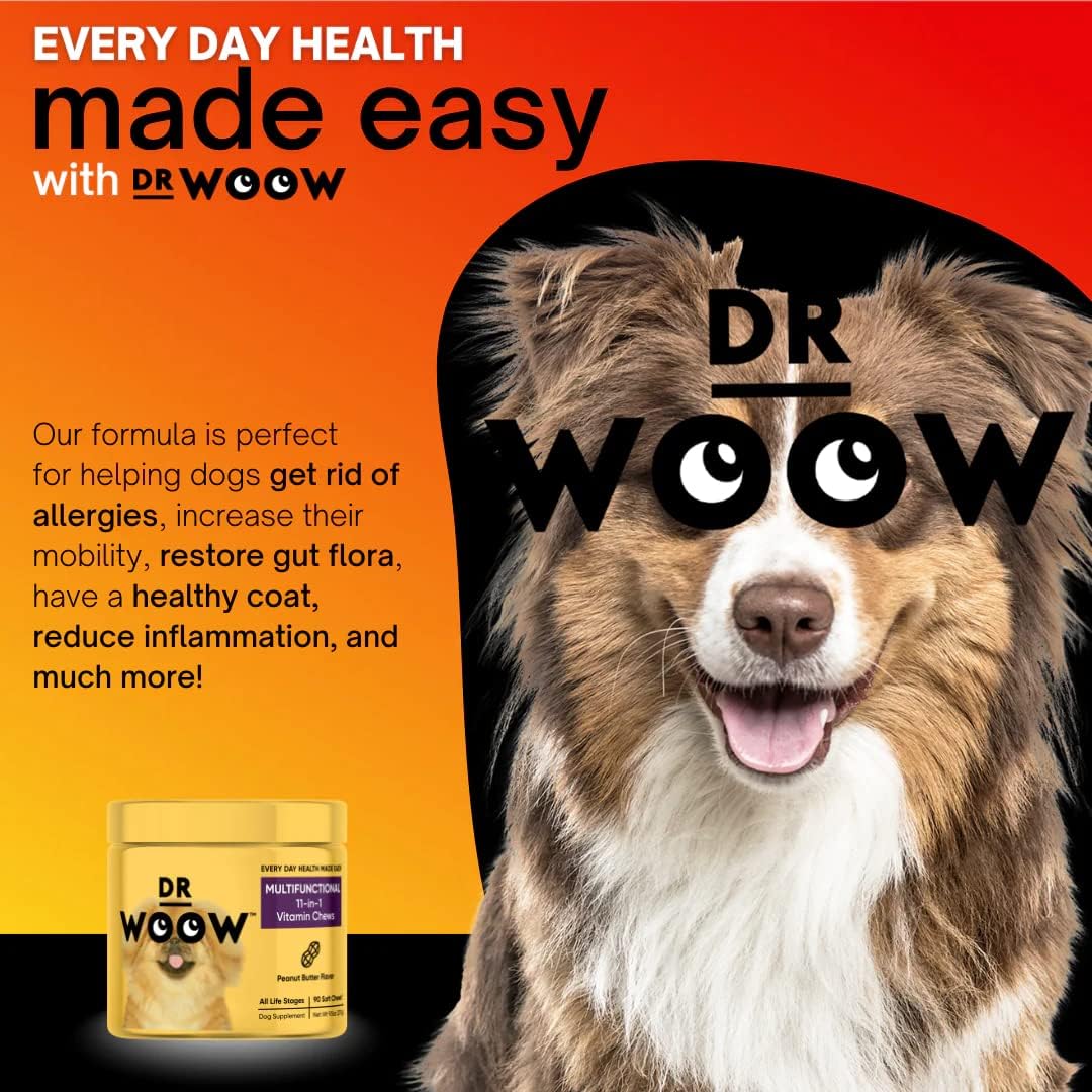 Daily Multivitamin Supplement for Dogs - Boosts Gut & Immune Health, Supports Joints, Heart, and Eyes - Includes Glucosamine, Chondroitin, Probiotics, Omega 3 Fish Oil - 90 Count