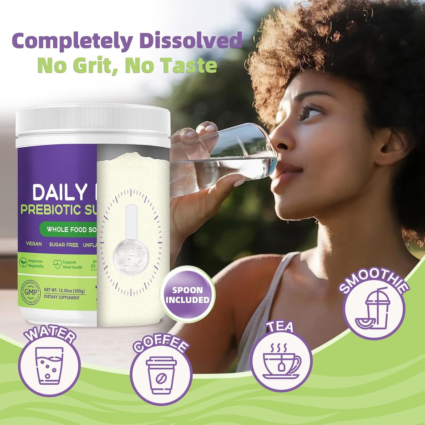 Daily Nature Target Soluble Prebiotic Fiber Powder - High Fiber Gut Health Supplement for Digestive Regularity, Gluten & Sugar Free, Keto Friendly - 70 Servings