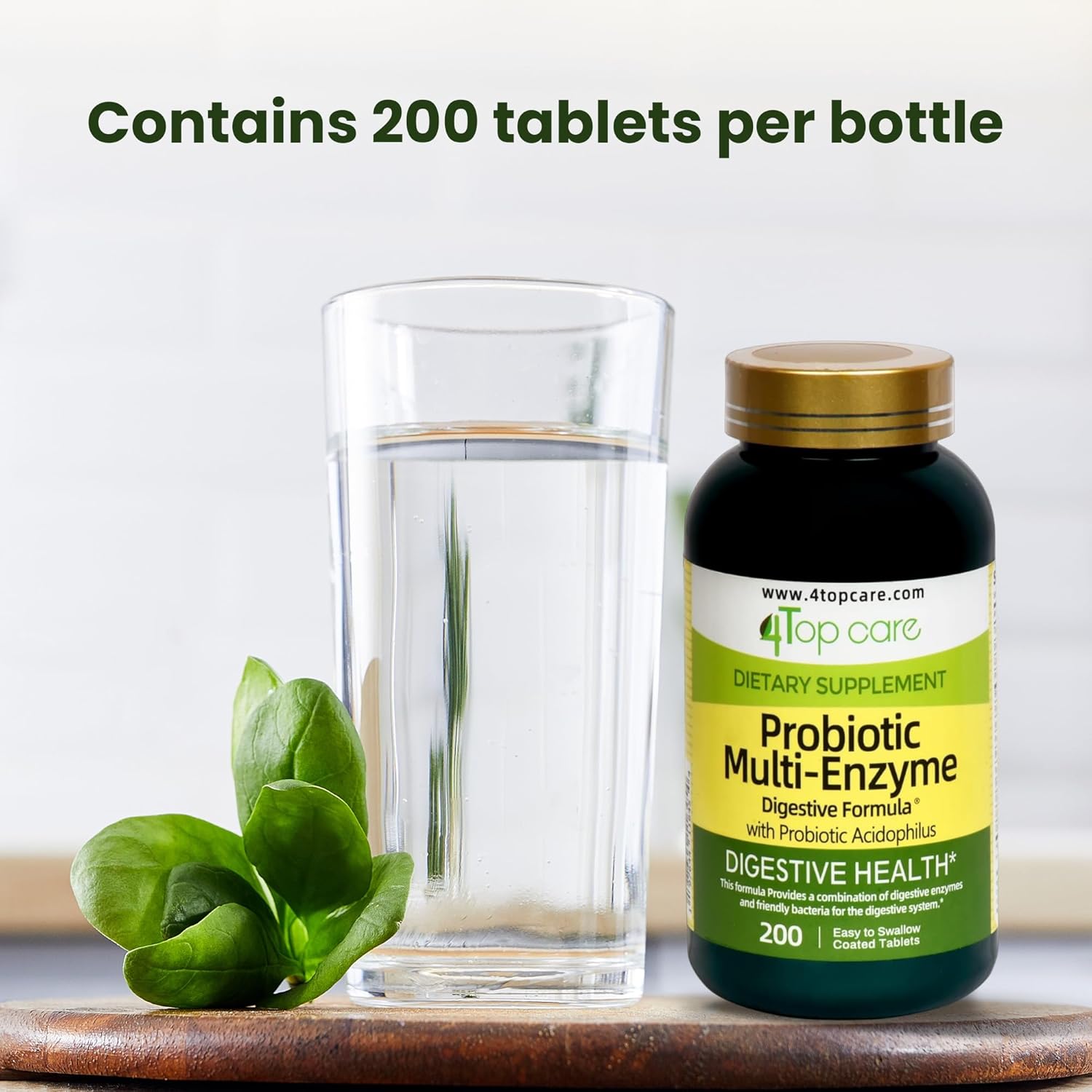 Daily Probiotic Multi-Enzyme Supplement with Acidophilus for Digestive Health - 200 Tablets for Men & Women - Support Weight Management & Gut Health