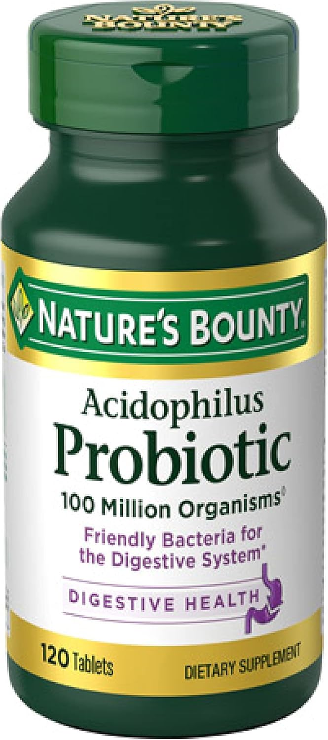 Daily Probiotic Supplement for Digestive Health - Nature's Bounty Acidophilus Probiotic, 120 Tablets