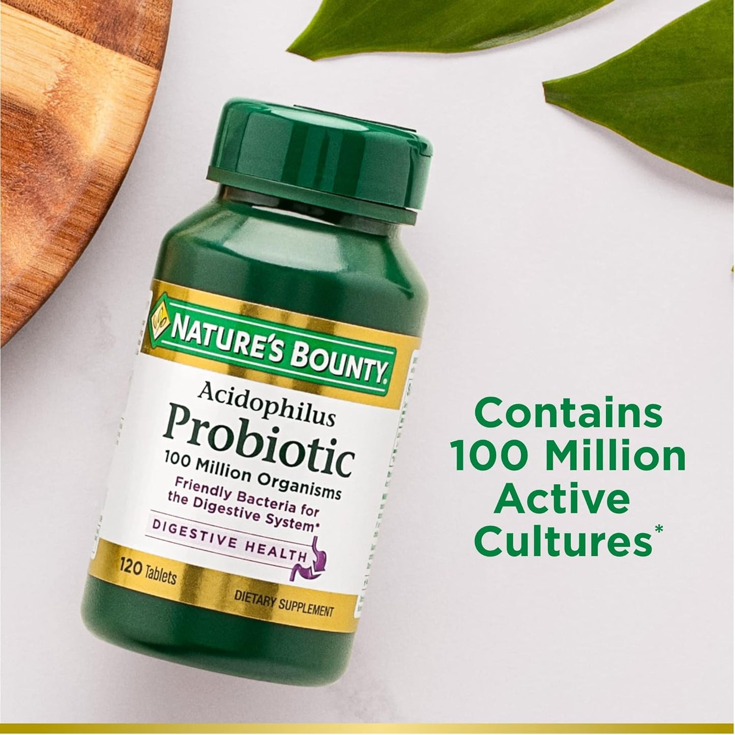 Daily Probiotic Supplement for Digestive Health - Nature's Bounty Acidophilus Probiotic, 120 Tablets