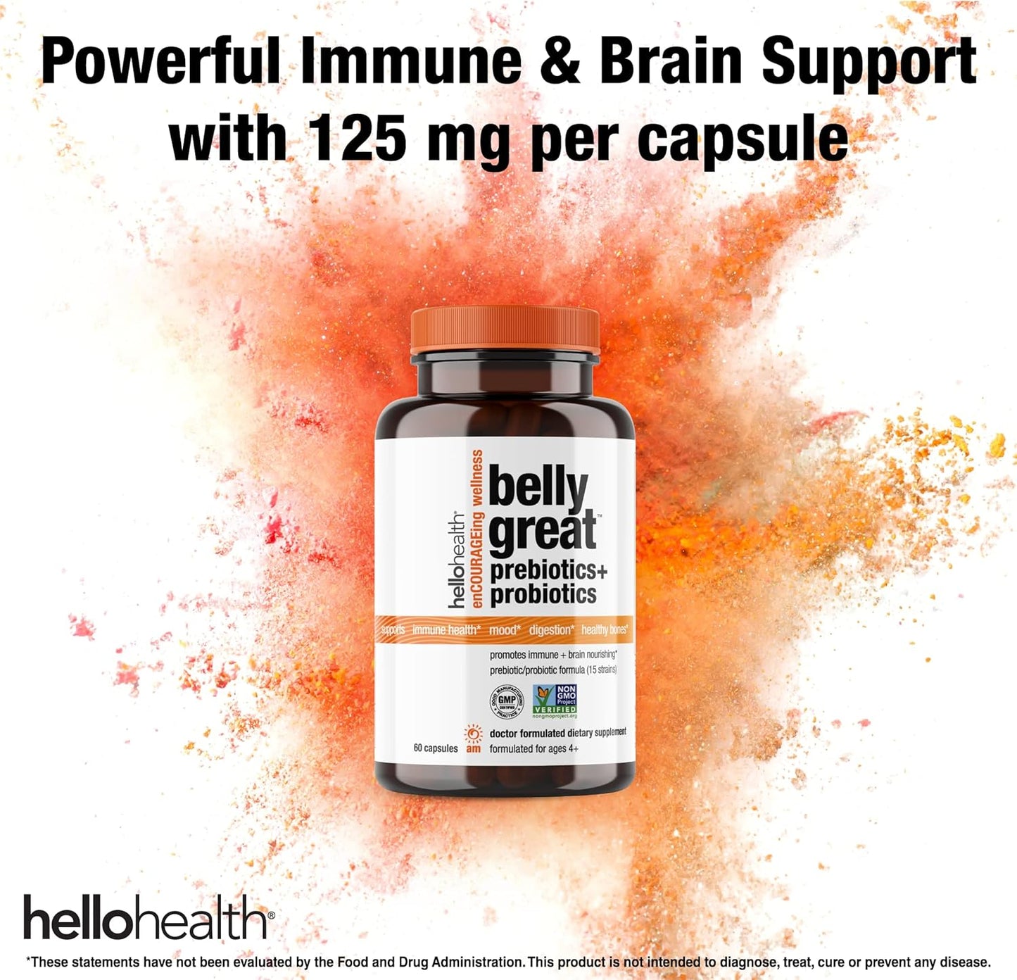 Daily Probiotic with Prebiotics for Gut Health & Immune Support - 15 Strain, Vitamin D3, Folate B Vitamins - Gluten Free - 60 Count