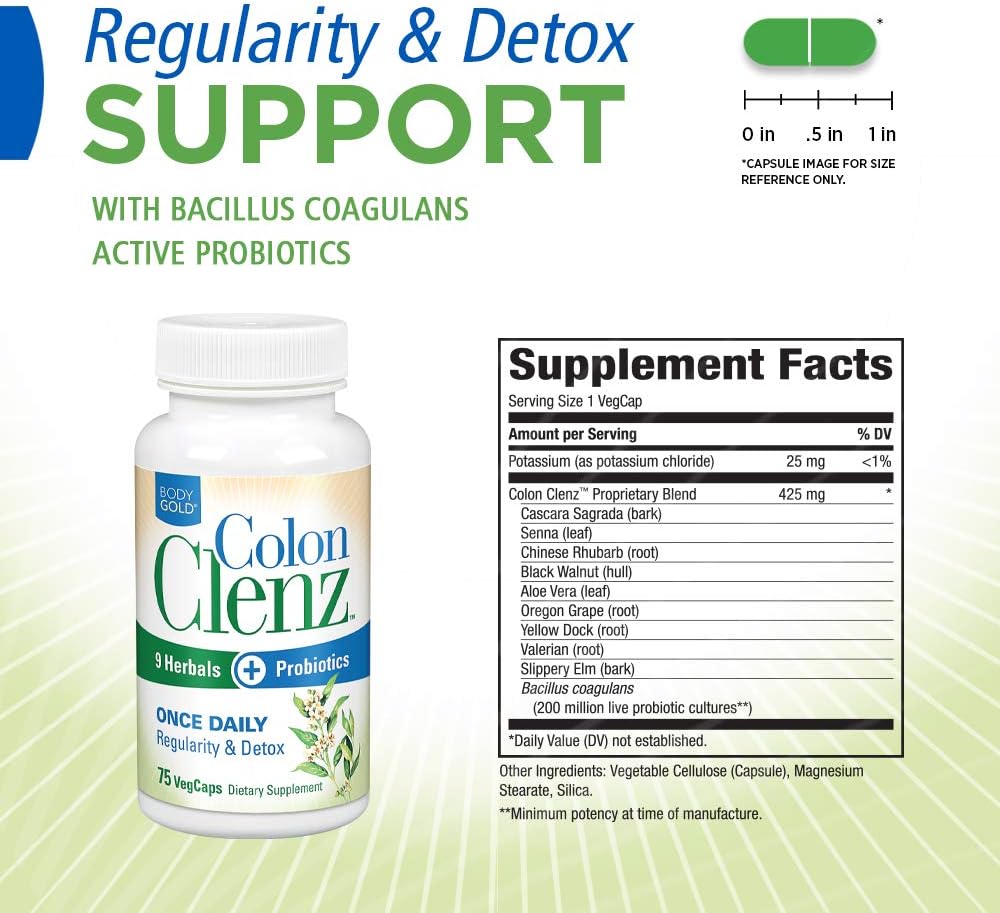 Daily Support for Regularity & Detox with Herbs & Probiotics - 75 CT