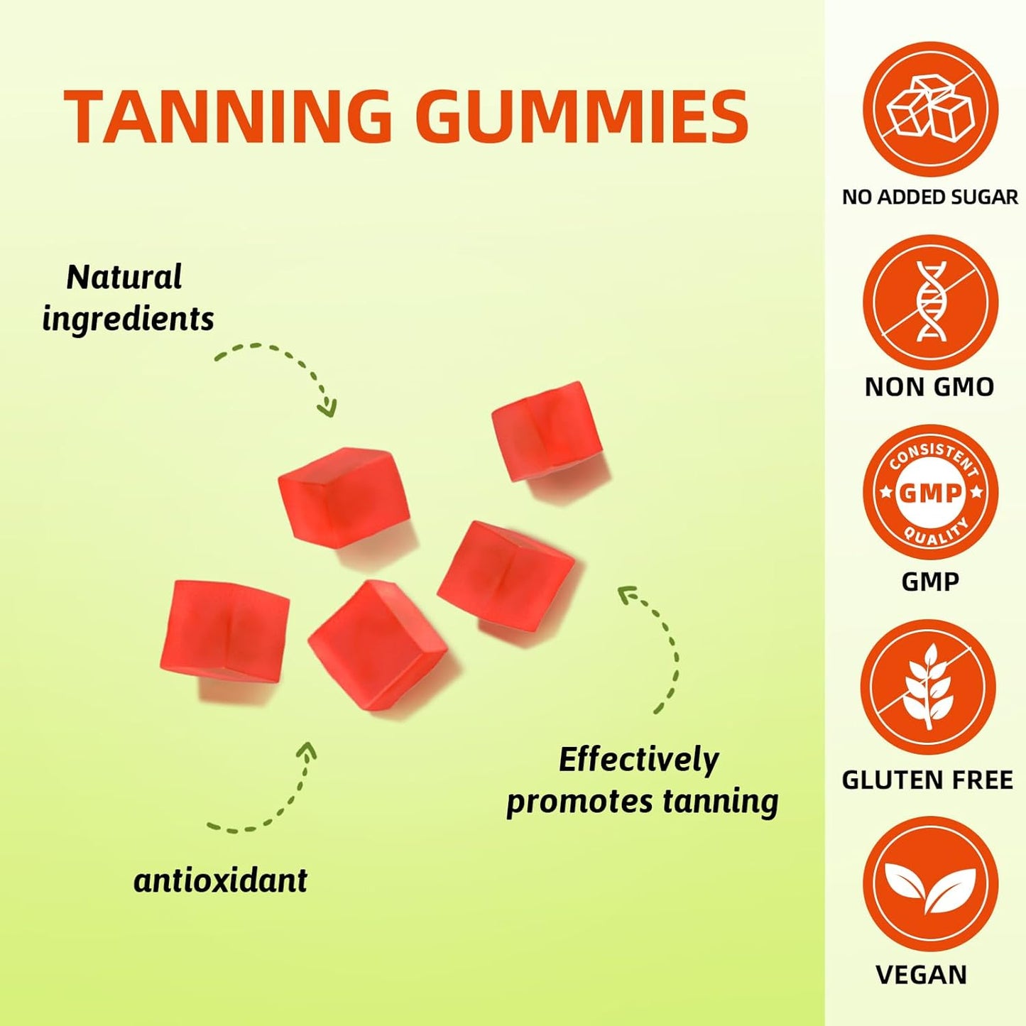 Daily Tanning Gummies with Astaxanthin, Collagen, Lycopene, Zinc & Vitamins - Skin Health & Glow Supplement for Adults
