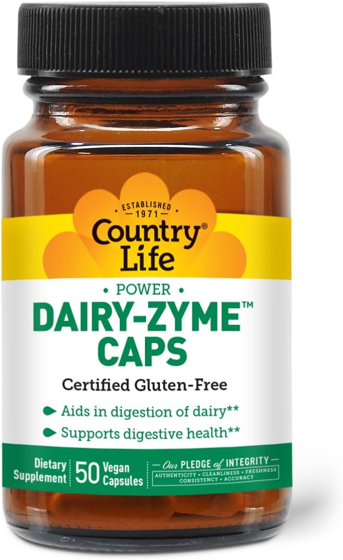 Dairy-Zyme Digestive Enzymes - Lactase Supplement for Dairy Relief - 6000 Lactase Units - Gluten-Free Vegan Capsules