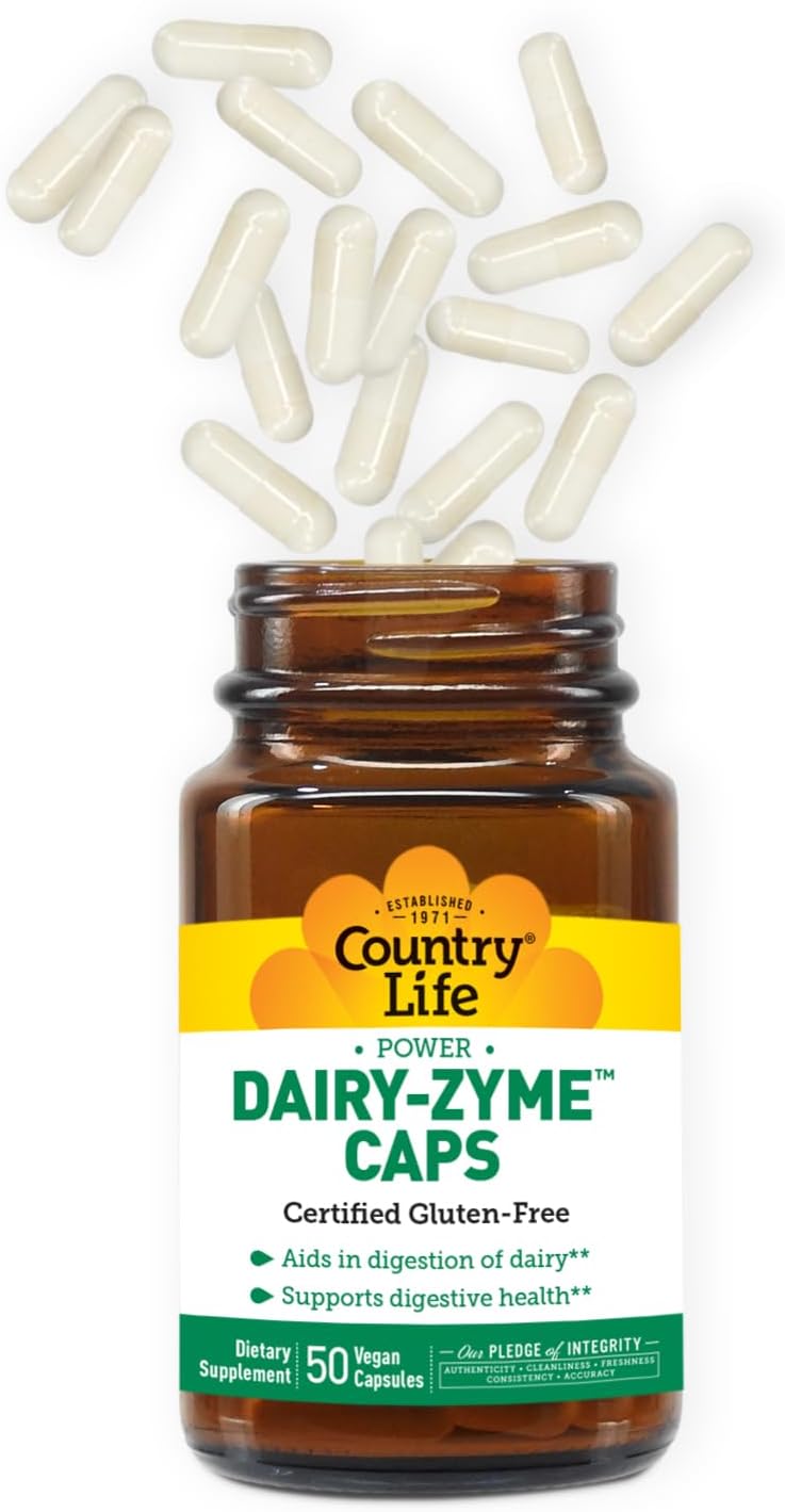 Dairy-Zyme Digestive Enzymes - Lactase Supplement for Dairy Relief - 6000 Lactase Units - Gluten-Free Vegan Capsules