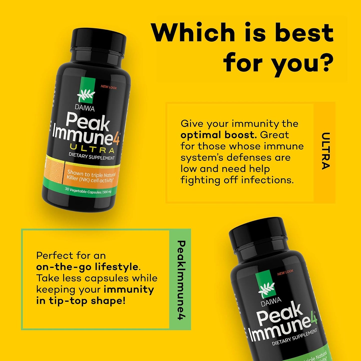 Daiwa PeakImmune4 Supplement - Natural Immune Support with RBAC Rice Bran & Shiitake Mushroom Extract