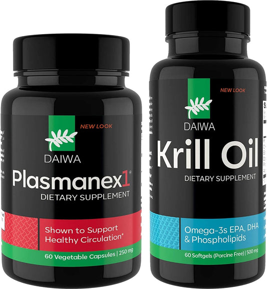 Daiwa Plasmanex 1 Blood Circulation Supplement with Daiwa Krill Oil Omega 3 Capsules