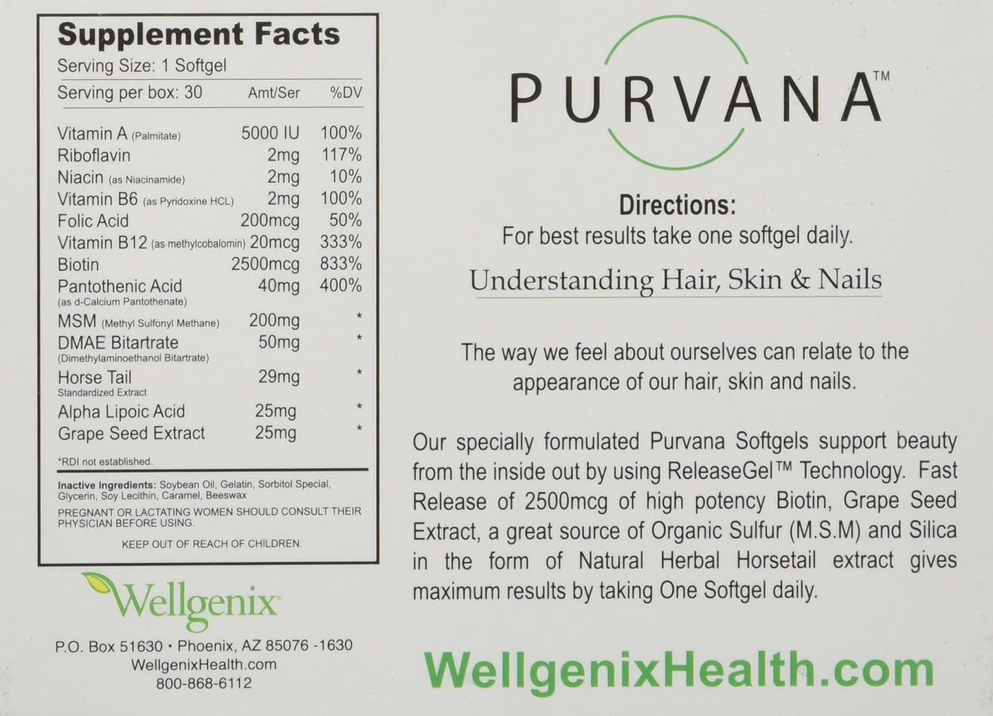 Dana Purvana Hair Skin and Nails Softgels - 30 Count