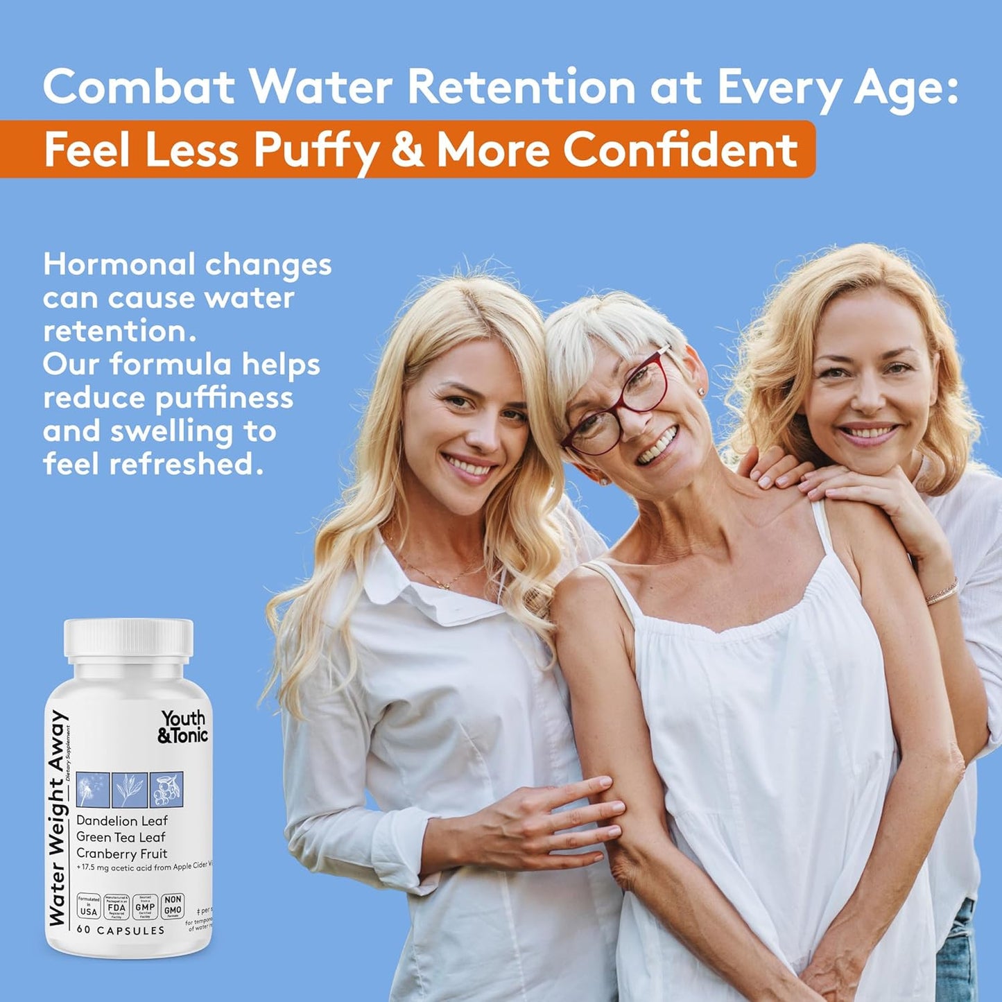 Dandelion Diuretic Pills for Belly Bloating & Water Retention - Herbal Solution for Swollen Legs & Feet - Natural Water Weight Away Supplement for Men & Women - 60 Capsules
