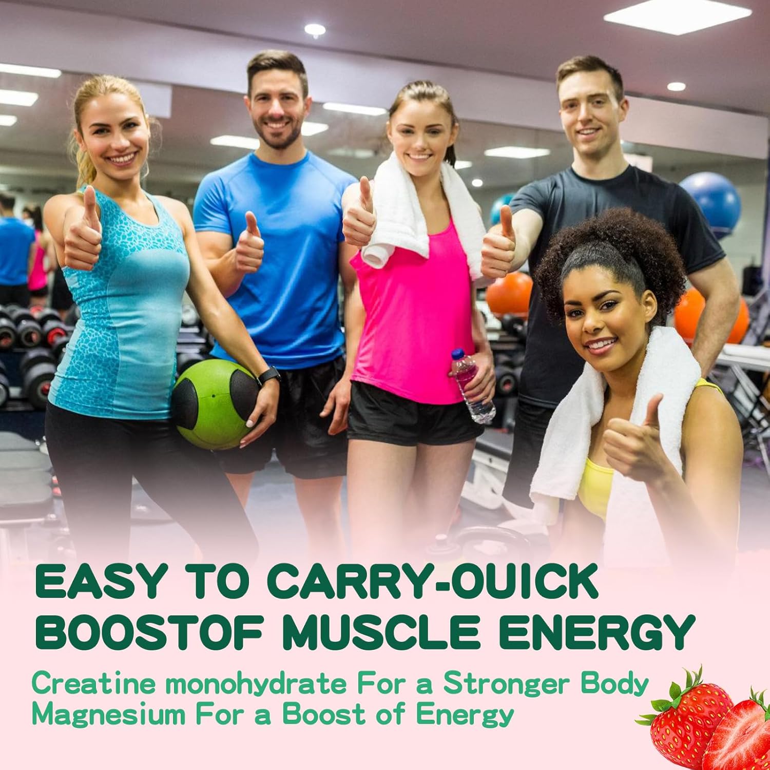 Danew Pro Creatine Monohydrate Gummies - 5000mg Muscle Strength & Energy Boost - Pre-Workout Supplement for Men & Women (120 Count, Strawberry)