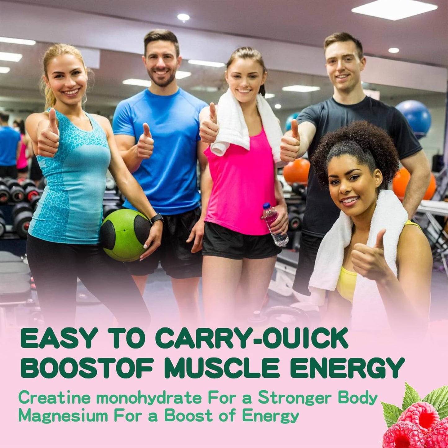 Danew Pro Creatine Monohydrate Gummies - 5g Per Serving, Sugar-Free, Vegan, Raspberry Flavor - 120 Count for Men and Women