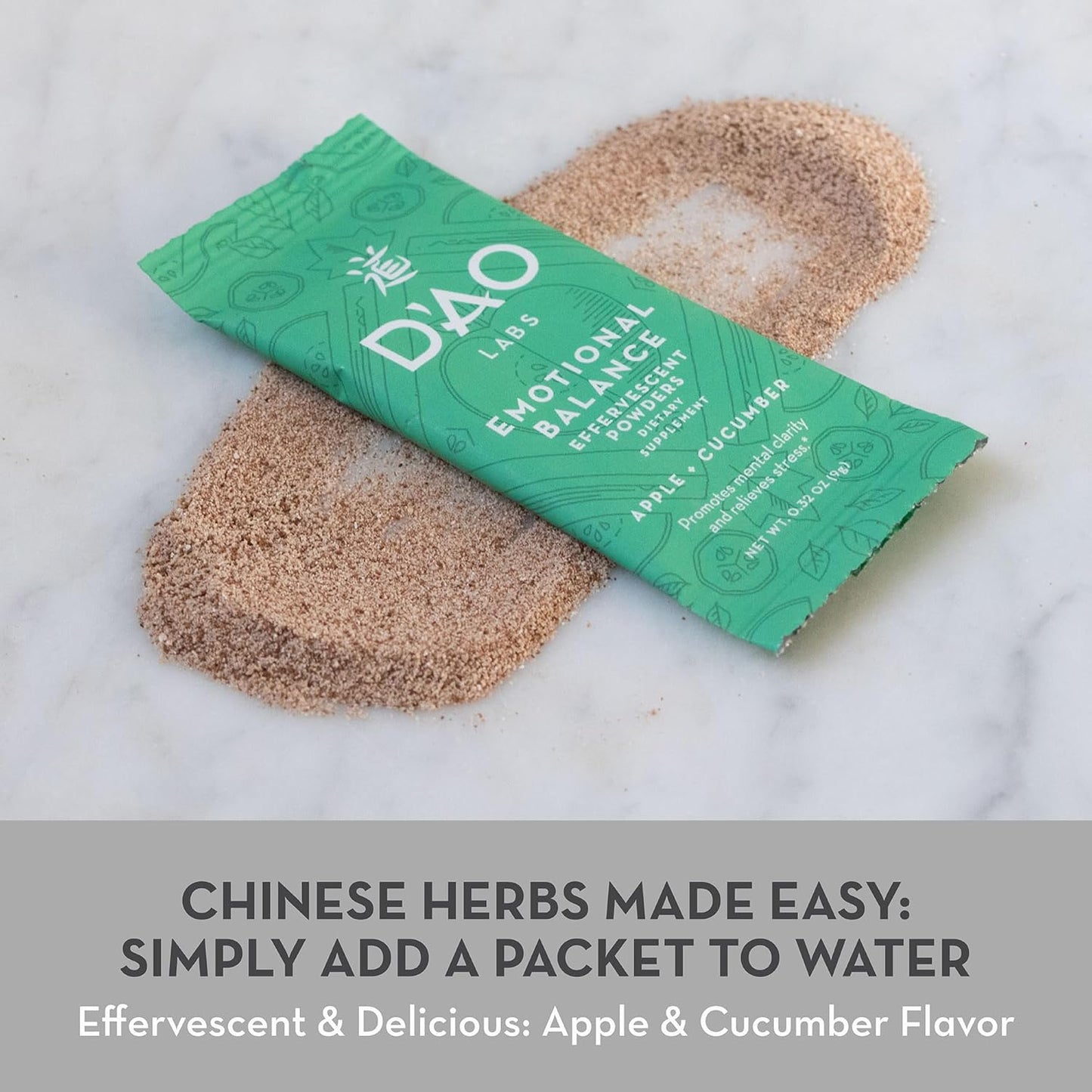 D'AO LABS Emotional Balance Effervescent Powder for Calm & Stress Relief - Traditional Chinese Herbal Xiao Yao San - 20 Servings