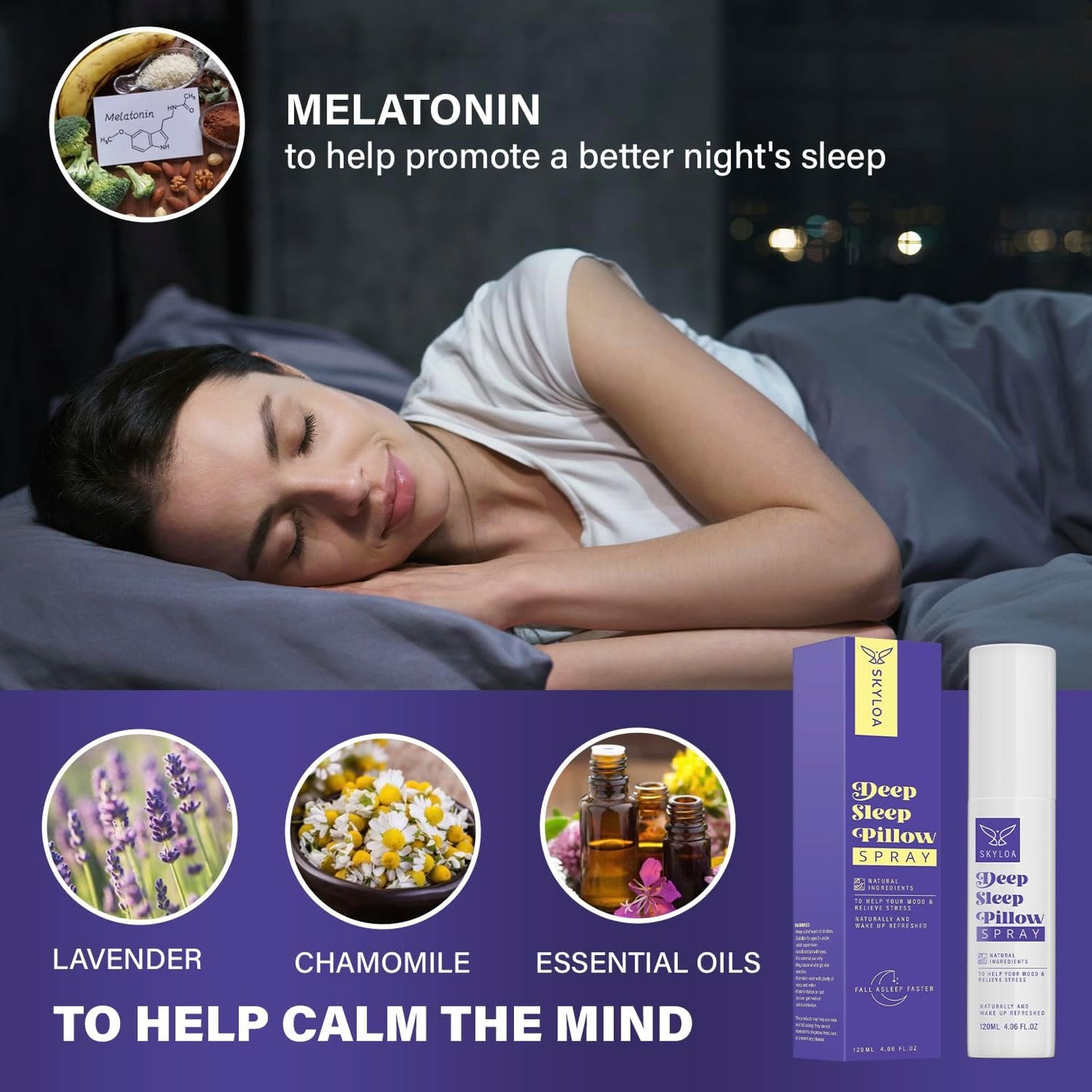 DAONEG Skyloa Deep Sleep Pillow Spray with Lavender 120ml - Natural Relaxation Aid for Restful Sleep