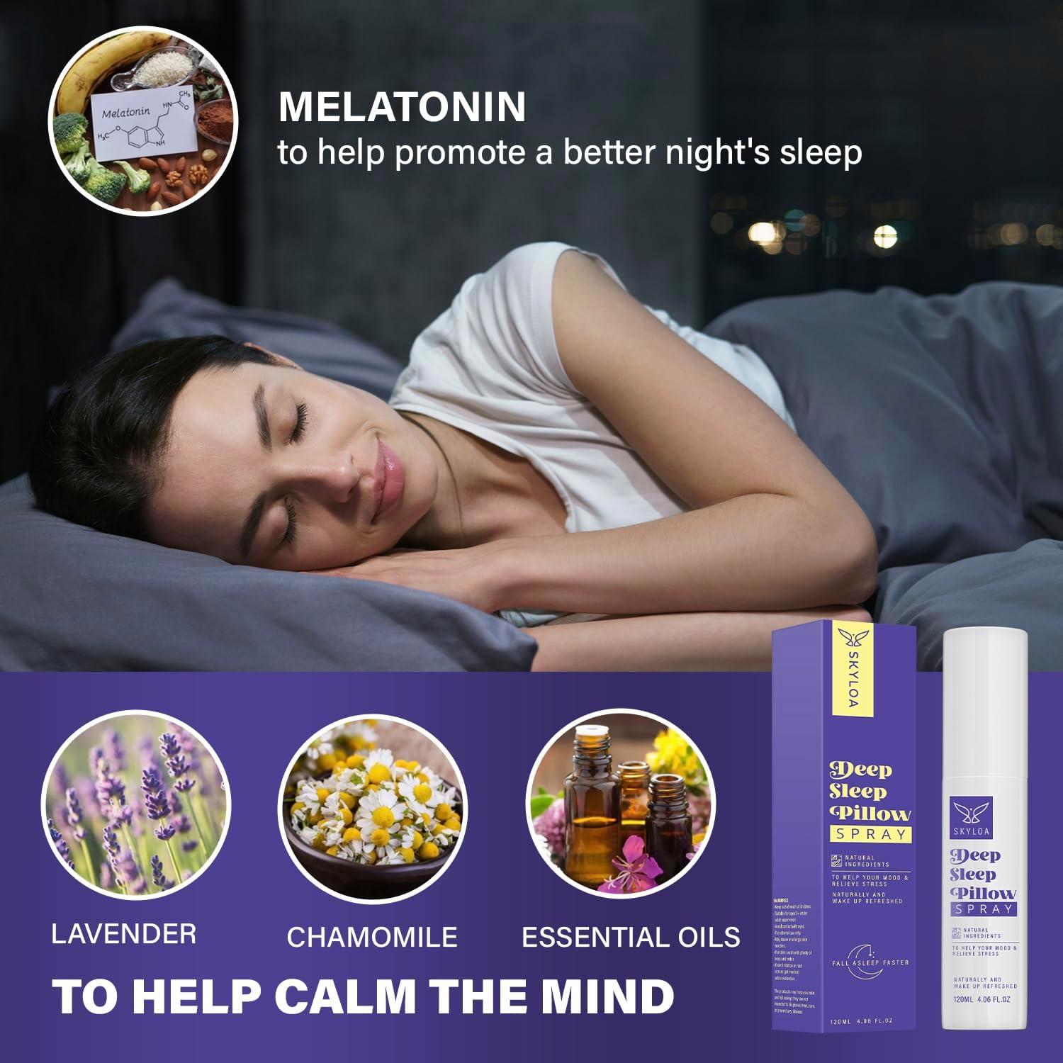 DAONEG Skyloa Deep Sleep Pillow Spray with Lavender 120ml - Natural Relaxation Aid for Restful Sleep
