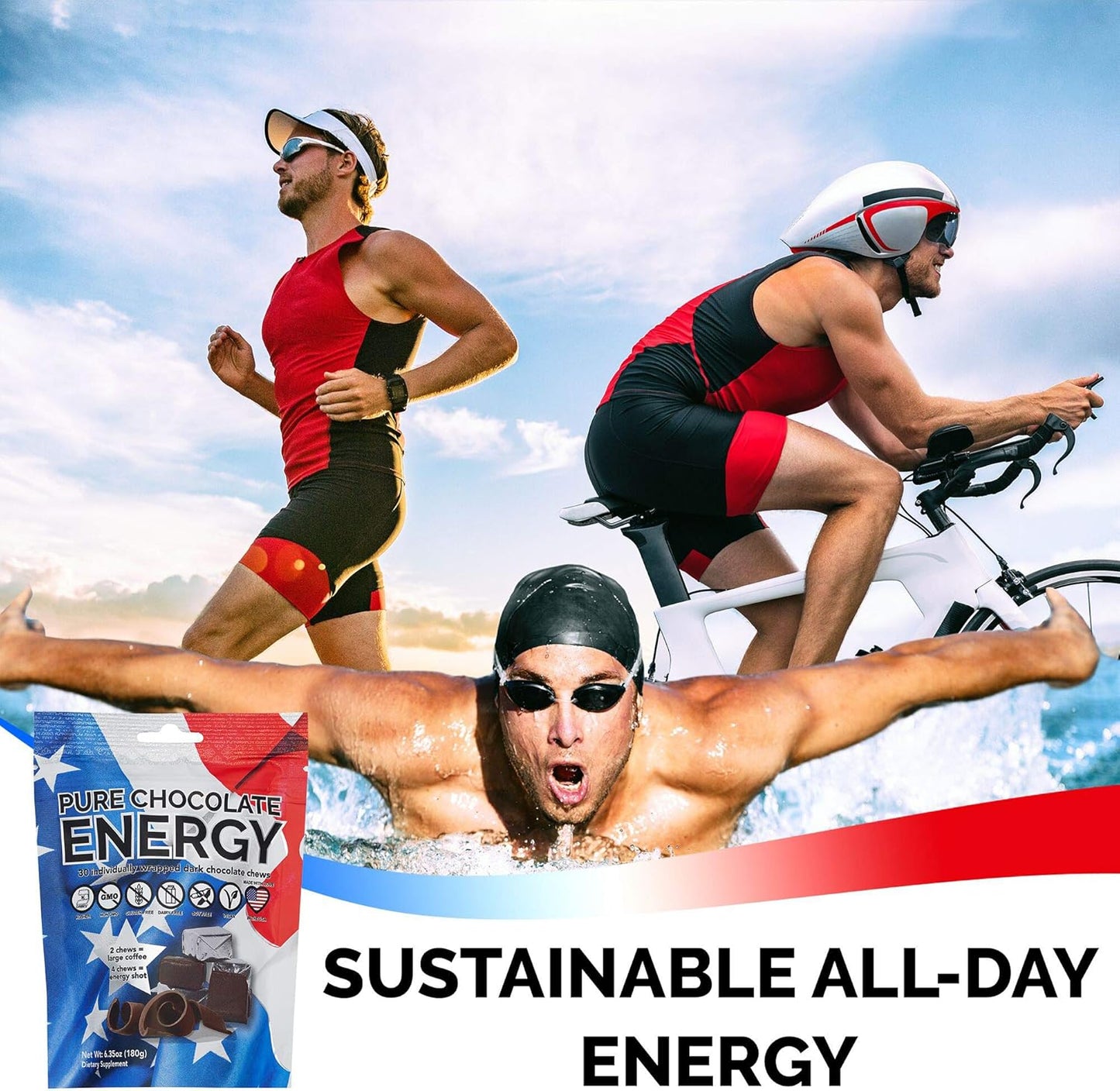 Dark Chocolate Energy Chews with Caffeine - 30 Count - Purity & Grace