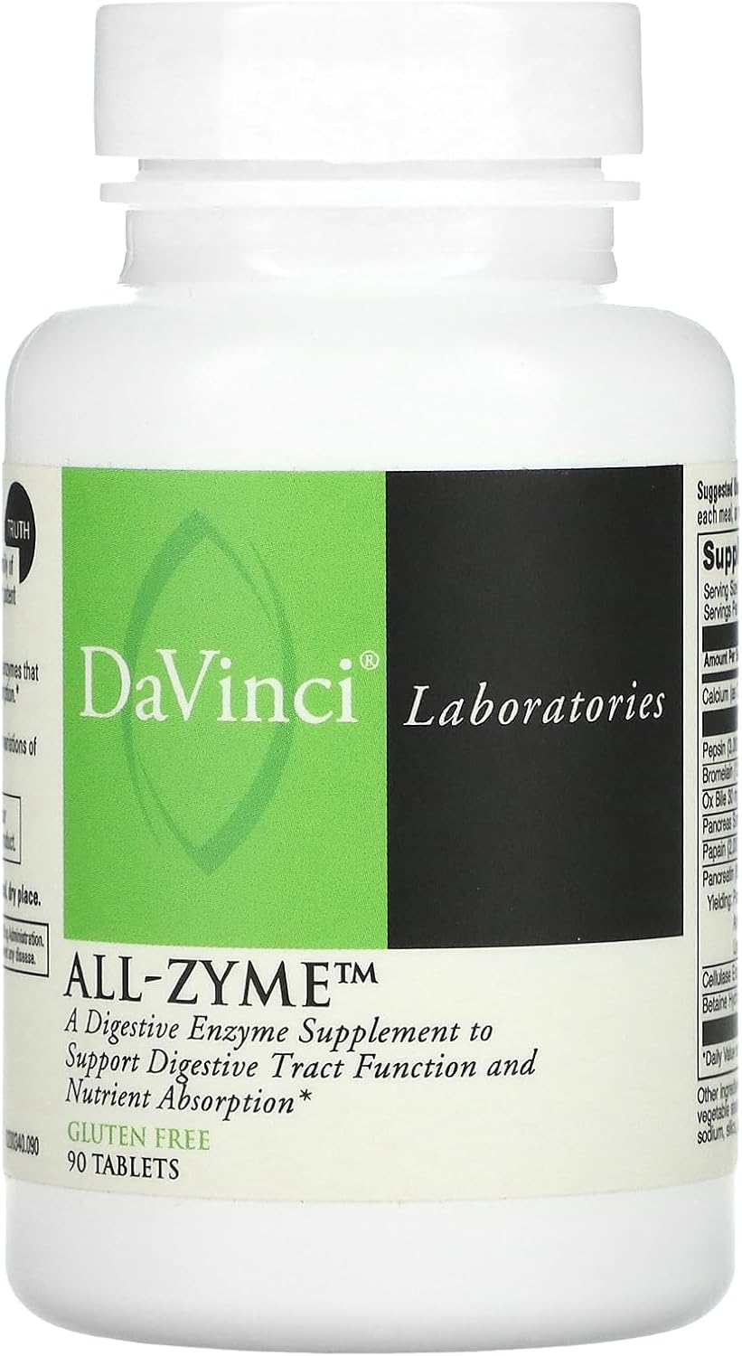 DaVinci Laboratories All-Zyme Enzyme Supplement for Digestive Health and Joint Support - 90 Tablets