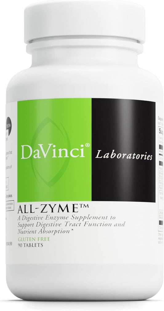 DAVINCI Labs All-Zyme - Digestive Tract Support Dietary Supplement - Enzyme Blend with Calcium, Pepsin, Bromelain, Papain, Pancreatin - Gluten-Free - 90 Tablets
